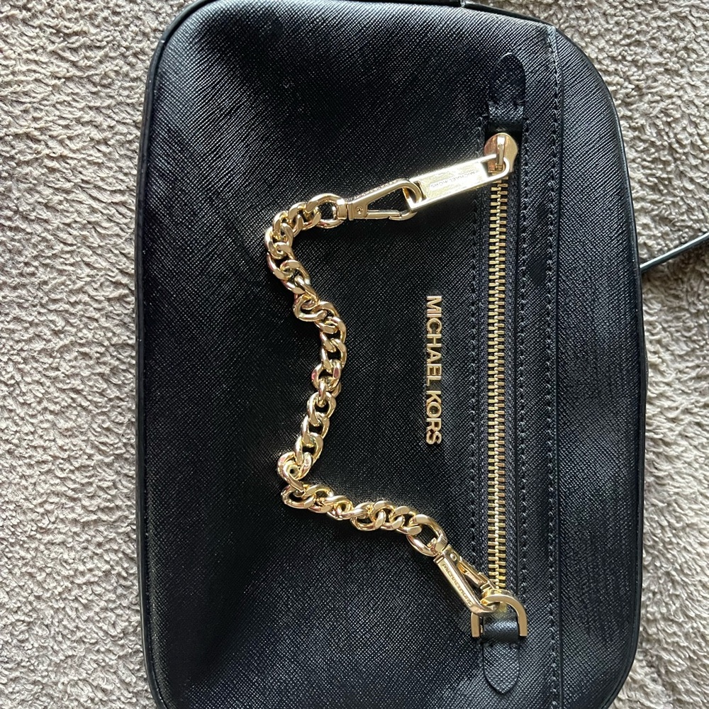 Michael Kors Black Crossbody with Gold Chain